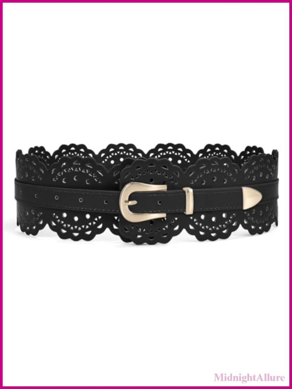 Wide Leather Waist Belt with Prong Buckle Vintage Chunky Dress Belt